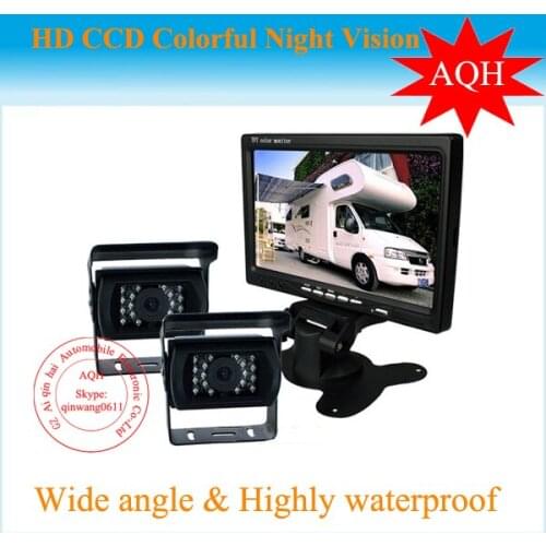 IR Reverse Camera + 7" LCD Monitor Car Rear View Kit For Bus Long Truck Free Shipping