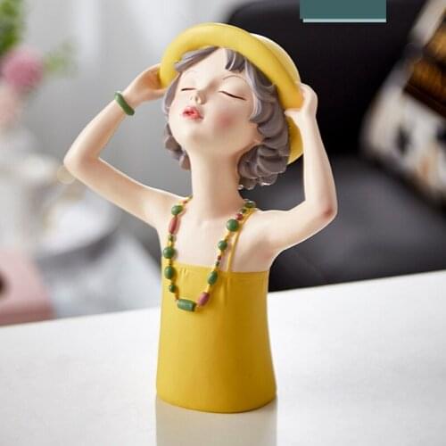 Summer Girl Sculpture Resin Figure Statue Modern Home Decoration Ornaments Living Room Girl Bedroom Decoration