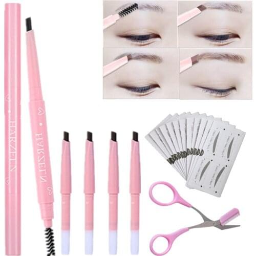 Eyebrow trimming tool set Kit Waterproof Sweatproof Long-lasting Eyebrow Pencil Set Eyebrow Scissors 48pcs Eyebrow Stickers