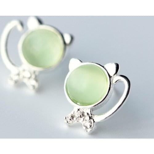 New Womens 925 Solid Sterling Silver 10mmX10mm Cute Cat Stud Earrings Girl Lady Xmas Gift