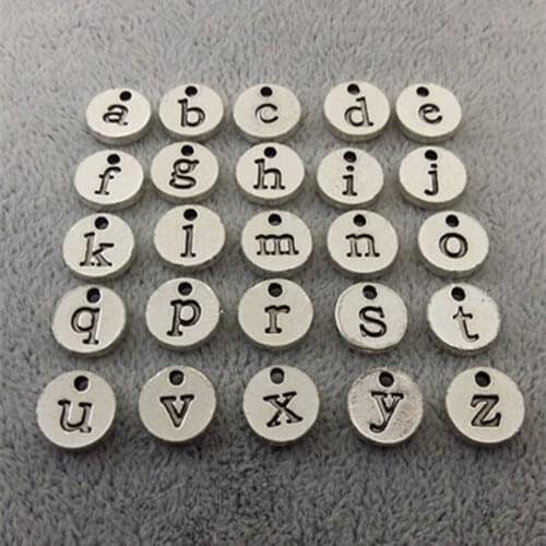 Wholesale a-z Letter Charms Stamp Initial Jewelry,Gold Disc Pendant alphabet Pendent charms Beads Charm DIY Jewelry 10MM