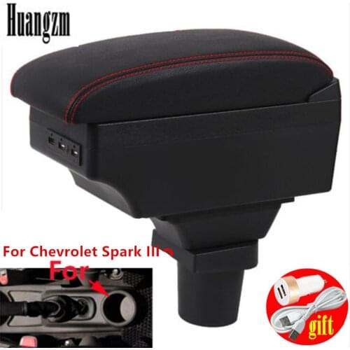 For Chevrolet Spark III Armrest box 2011 2013 2014 2015 2016 2017 Aveo T200 Car armrest box car accessories interior storage box