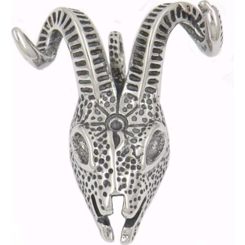 FANSSTEEL Stainless Steel Jewelry Masonic ROLLING HORN GOAT HEAD ANIMAL Pendant FSP17W40