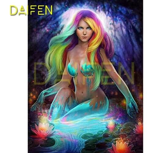 Full Square Diamond mosaic Cartoon mermaid 5D DIY Diamond embroidery Full Round Diamond painting Cross stitch Lotus leaf lotus