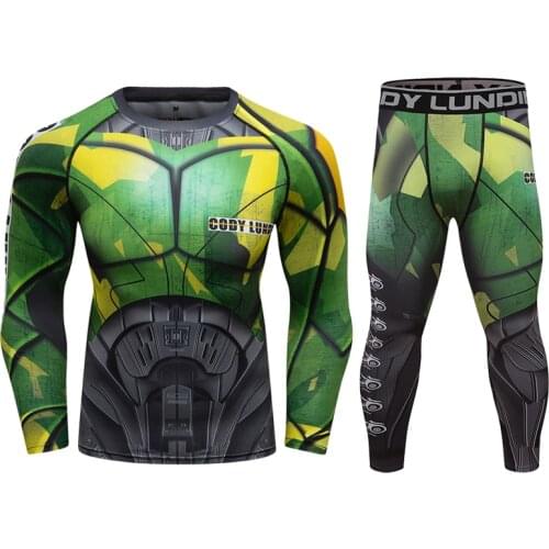 New Design Running Rashguard Sublimation Printed Sport Suit Tracksuit Gym Leggings For Men