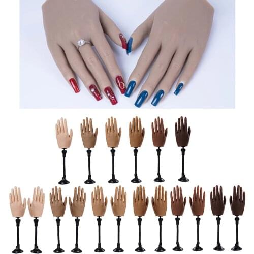 Simulation Silicone Hand Model For Nail Art Practice 3D Adult Mannequin Flexible Finger Adjustment Nail Showing Shelf