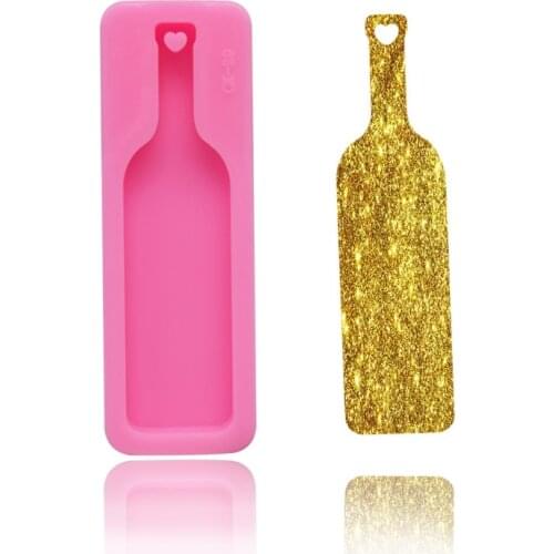 Long Wine Bottle Shape Silicone Mold Making Key Ring Pendant Decoration Keychain Jewelry Shiny Epoxy Resin Rubber Crafting Mould