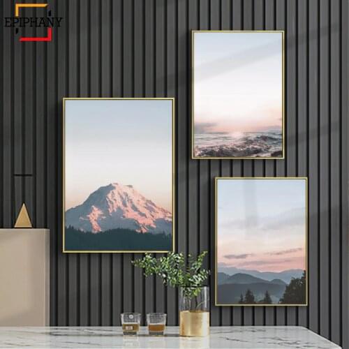 Modern Home Decor Nature Mountains Forest Landscape Wall Art Ocean Canvas Painting Nordic Posters Wall Pictures for Living Room