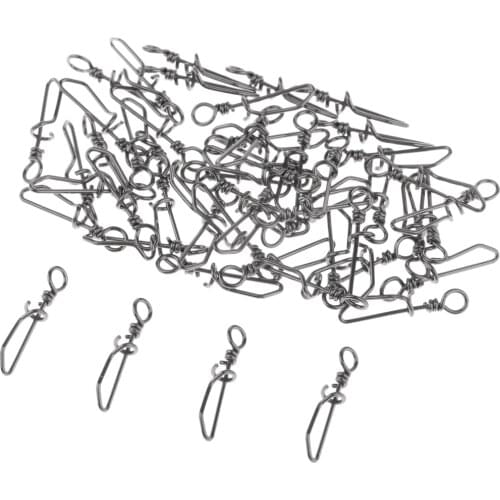 50pcs Heavy Duty Fishing Rolling Swivel with T-Shape Snap Fishing Connector