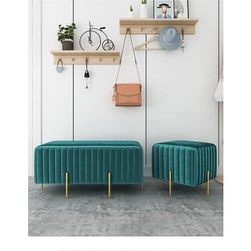 Home Shoe Changing Stool Light Luxury Fitting Room Stool Creative Cloakroom Sofa Stool Net Red Comfortable Flannel Bed end Bench