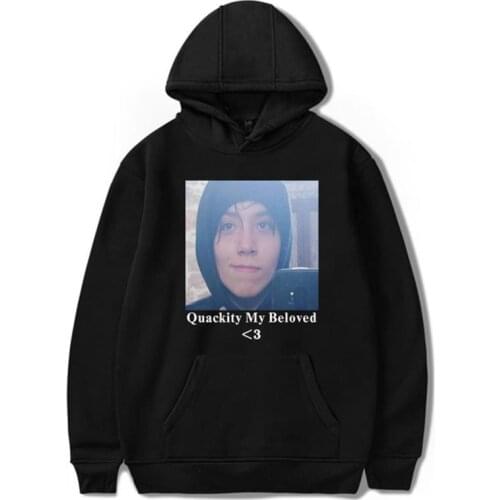 WAWNI Quackity Merch Print Autumn Winter Holiday Men/Women Pure Cotton Fleece Hooded Novelty Sweet style