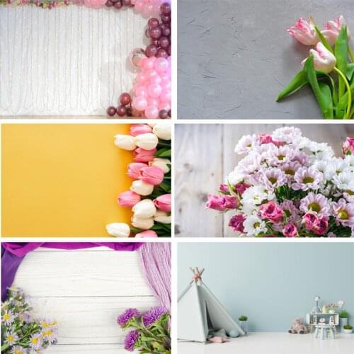Vinyl Custom Photography Backdrops Flower and Wooden Planks Theme Photography Background 191024ST-01