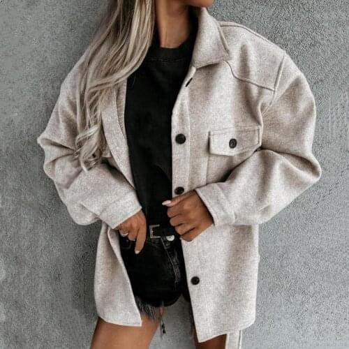 Vintage Stylish Cardigan Women Jacket Turn-down Collar Jacket Buttons for Daily Wear