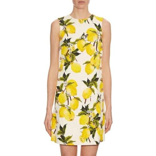 New Arrival Summer Lemons Printed Jacquard Vest Dress 0413lu02
