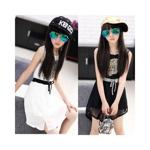 2018 New Summer Girl Large Child Sleeveless Veil Korean Fashion Personality Slim Dress