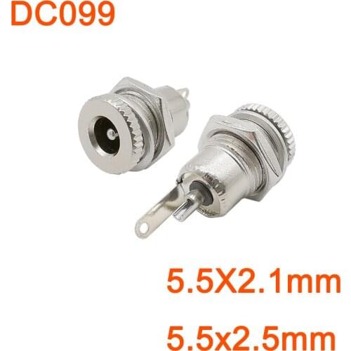 10Pcs DC-099 DC Power Supply Jack Connector 5.5X2.1/5.5x2.5mm DC Metal Female Charging Socket Panel Mount Waterproof Cap Adapter