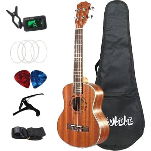 26 Inch Ukulele Set 19 Fret Tenor Mahogany Wood Ukulele Acoustic Cutaway Guitar Rosewood Fingerboard Metal Pegs Hawaii 4 String