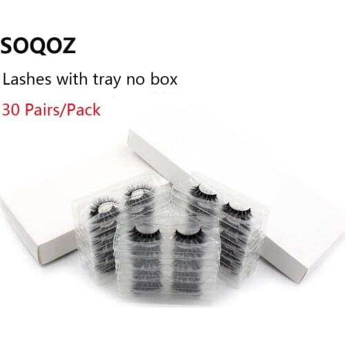 30 Pairs/Pack Eyelashes 3D Mink Lashes With Tray No Box Handmade Full Strip Lashes Mink Eyelashes Makeup Fluffy False Eyelashes
