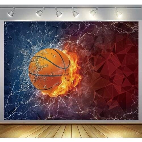 Burning Fire Basketball 3D Rock Wall Photography Backdrop Newborn Baby Shower Kids Portrait Abstract Photo Background For Studio