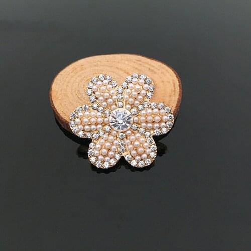 50pcs Flower Pearl Crystal Stones Rhinestone Applique strass Wedding Brides Dress Bag Shoes Decor Buckle Button Accessories DIY