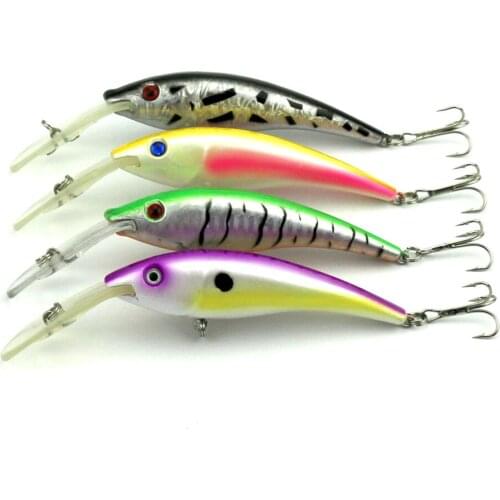 8pcs 4 Colors Hard Plastic Minnow Lure 12cm 15.6g Artificial Fishing Hooks Crankbait Bass Baits Deep Water Swiming Tackle MI024