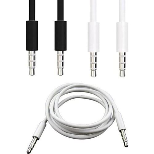 100pcs/lot Aux Cable 3.5mm Jack Audio Cable white black Male to Male Stereo Auxiliary Cord for iphone 4 5 6 Mp3 Speaker