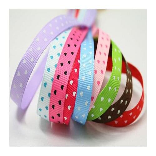 Free Shipping 5 yards 9mm snowflake red heart-shaped printed grosgrain Christmas ribbon craft material DIY Party decoration