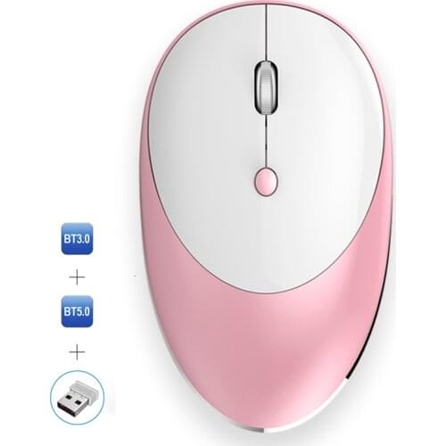 Bluetooth 5.0/3.0 + 2.4G Wireless Multi Mode Mouse USB Silent Optical Computer Mice Rechargeable Slim Mute Mouse for Mac Laptop