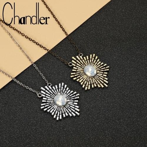Chandler Rhinestone Pendant Necklace Sun Burst Layer Necklaces Statement Celestial Sun Jewelry Boho Ethnic Vintage Bijoux
