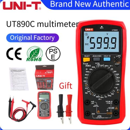 UNI T Digital Multimeter True RMS UT890C UT890D+ Manual Range AC DC Frequency Capacitance Temperature Tester Backlight