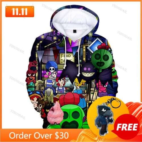 Crow Shooter Kids Hoodie Shooting Game Spike 3D Print Sweatshirt Tops Boys Girls Browlerss Cartoon Star, Tops Teen Clothes