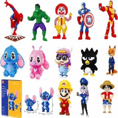 Disney Characters Building Blocks Avengers Heroes DIY Building Blocks Cartoon Characters Teaching Children Building Blocks Gifts