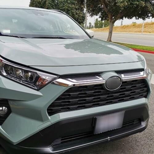 For Toyota Rav4 Hybrid XA50 2019 2020 ABS Chrome Front Center Mesh Grille Cover Radiator Strip Trim Car Styling Accessories
