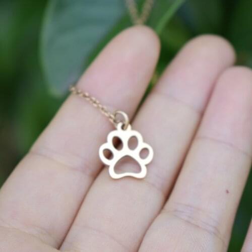 Europe And The United States Personality Pet Footprints Chain Necklace Female Dog Paw Print Cat Paw Print Clavicle