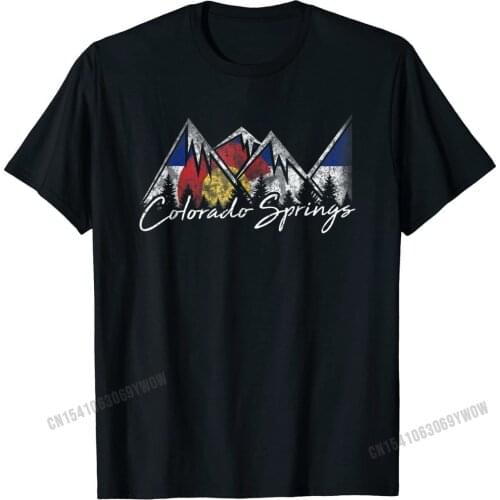 Colorado Springs Flag Mountains Shirt Cool Souvenir Gift Men Faddish Casual T Shirt Cotton T Shirt Casual