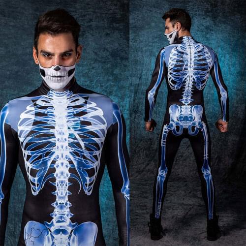 Family Skeleton Halloween Cosplay Jumpsuit Adult Scary Costumes Boys Girls Fancy Day Of The Dead Family Carnival Party Devil