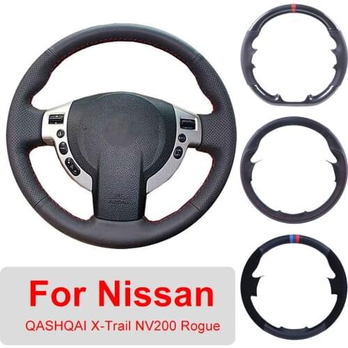 DIY Leather Car Steering Wheel Cover For Nissan QASHQAI X-Trail NV200 Rogue Auto Interior Customized Steering Wheel Wrap