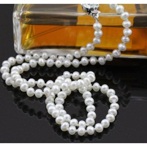 Nice Small Pearl Jewelry,4-5mm White Color Little Girl Pearl Necklace,Flower Girls Pearls Necklace Flower Clasp Free Shipping