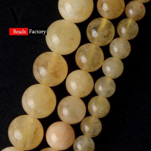 Wholesale Natural Minerals Stone Beads Yellow Rutilated Quartzs Round Loose Beads For Jewelry Making Diy Bracelets 6 8 10mm 15"