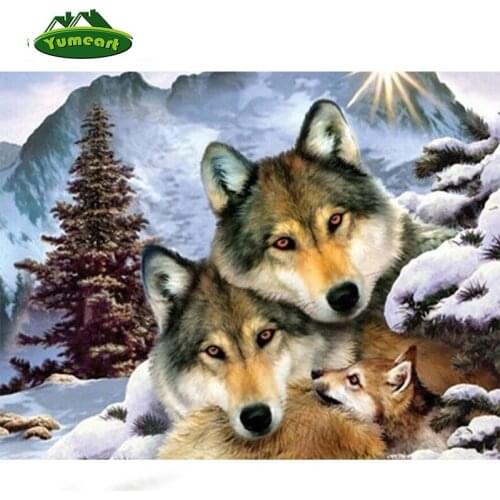 Hot Sales 5D Diamond Painting 100% full square drill Home decoration Cross Stitch Mosaic Embroidery needlework Yarn wolf family