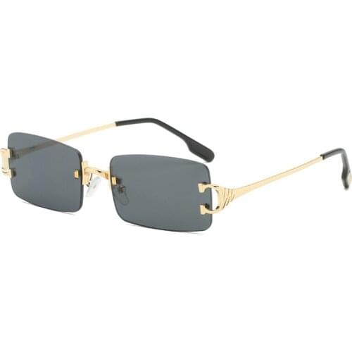 Fashion Rimless Sunglasses Women Rectangle Sunglass Vintage Men Luxury Brand Design Eyewear UV400 Gradient Ocean Lens Shades