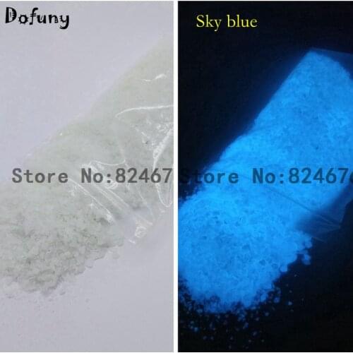 Sky blue Luminous Stone Decoration Spall for Fishbowl Glow in dark Sand Glass vial bottle Nail Glitter Art Jewelry 100g/bag