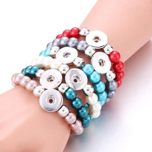New Snap Button Bracelet Bangle Handmade Beaded Snap Bracelets Fit 20mm 18mm Snaps Buttons Fashion Beaded Snap Button Jewelry