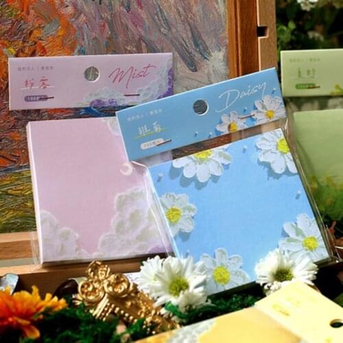 Creative 6 Designs 100 Pcs/book Ins Style Four-time Painting Series Memo Pads Creative Hand Account DIY Deco Material Loose Leaf