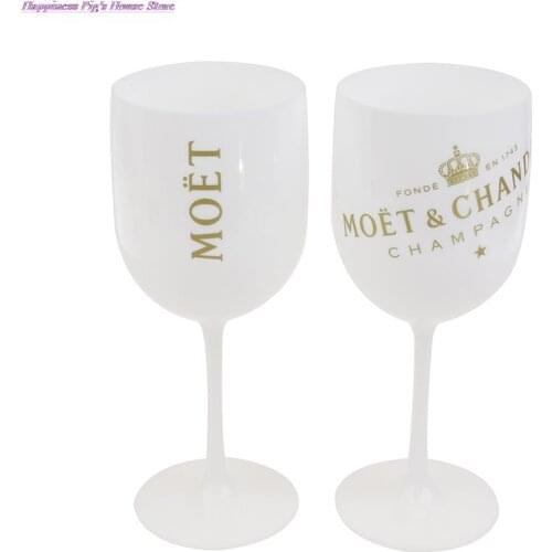 White Moet Plastic Glasses Celebration Party Drinkware Drink Wine Glass Cup Champagne Glass Electroplated Cups Cocktails Goblet
