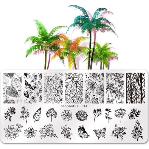 Stainless Steel 6*12cm Nail Stamping Plate Butterfly Leaves Tree Print Image Stencil Nail Art Stamp Templates