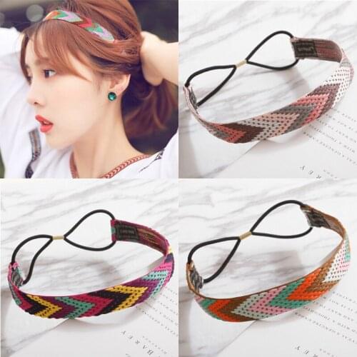 Women Hair Bands Patchwork Headbands Retro Cross Turban Bandage Ladies Hair Accessories Girls Headwrap Elastic Geometic Headwear