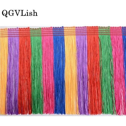 QGVLish 12M/lot 16cm Wide Long Curtain Tassel Fringe DIY Sew Wedding Sofa Truck Stage Decor Curtain Accessories Lace Ribbon Belt