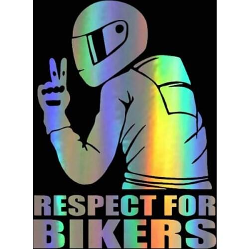 3D/BLACK/WHITE RESPECT FOR BIKERS Funny Styling Removable Decal Car Body Sticker 15 x 17 CM