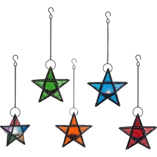 Star Glass Votive Tea Light Candle Holder Hanging Lighting Lantern Wedding Birthday Party Home Garden D09 20 Dropshipping